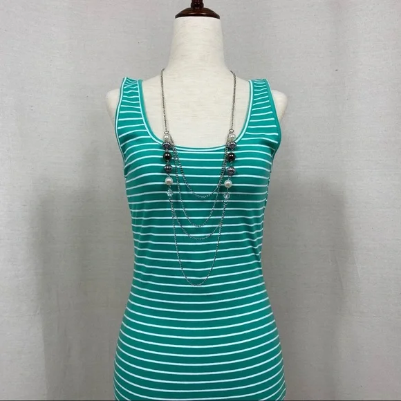 Forever 21 Green and White Stripes Tank Dress Size Small - Picture 2 of 6